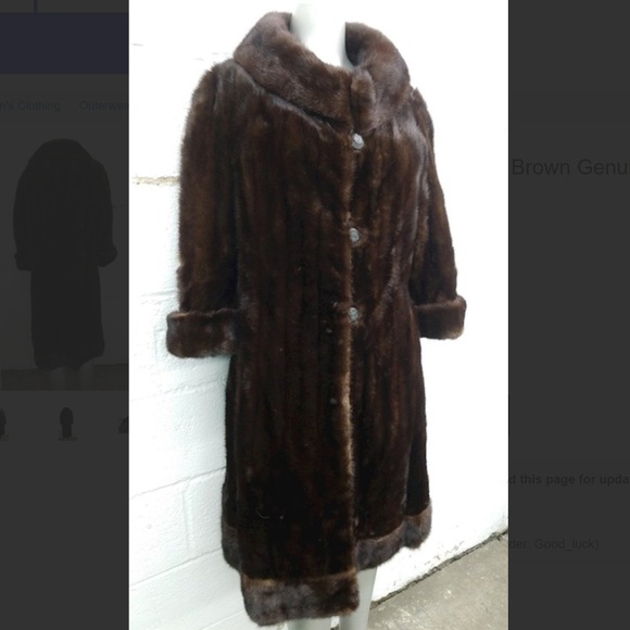 Genuine Mink Fur Coat,Vintage Long Dark Brown - Picture 1 of 4